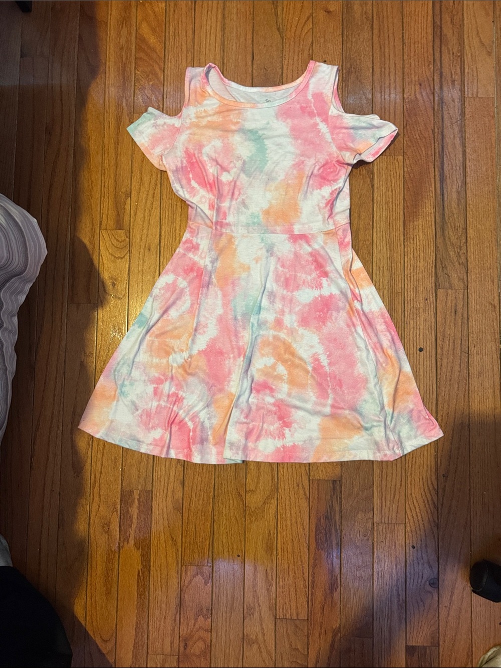 Girls Tie-Dye Cold-Shoulder Dress - Pink & Pastel